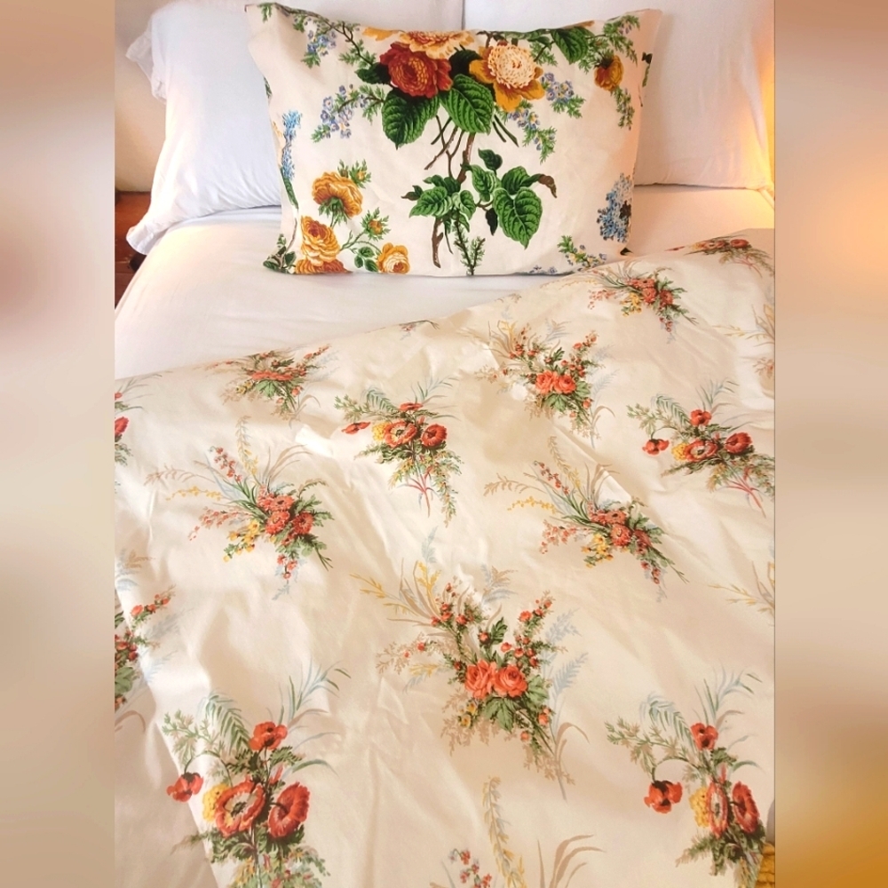 VINTAGE Single/Twin Sz Top Sheet  By Sears Roebuck & Co. W/1 Case - Picture 3 of 16
